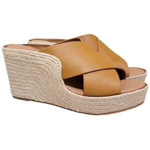 Gentle Souls Porto Espadrille Cross Strap Slide Sandals Size US 9M Tan Brown
